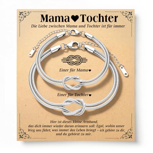 YIBONIKA Mutter Tochter Geschenk Mutter Tochter Armband Infinity Geschenke für Mama zum Muttertag Geburtstag Tochter Geschenke von Mama zur Einschulung Geburtstag Weihnachten