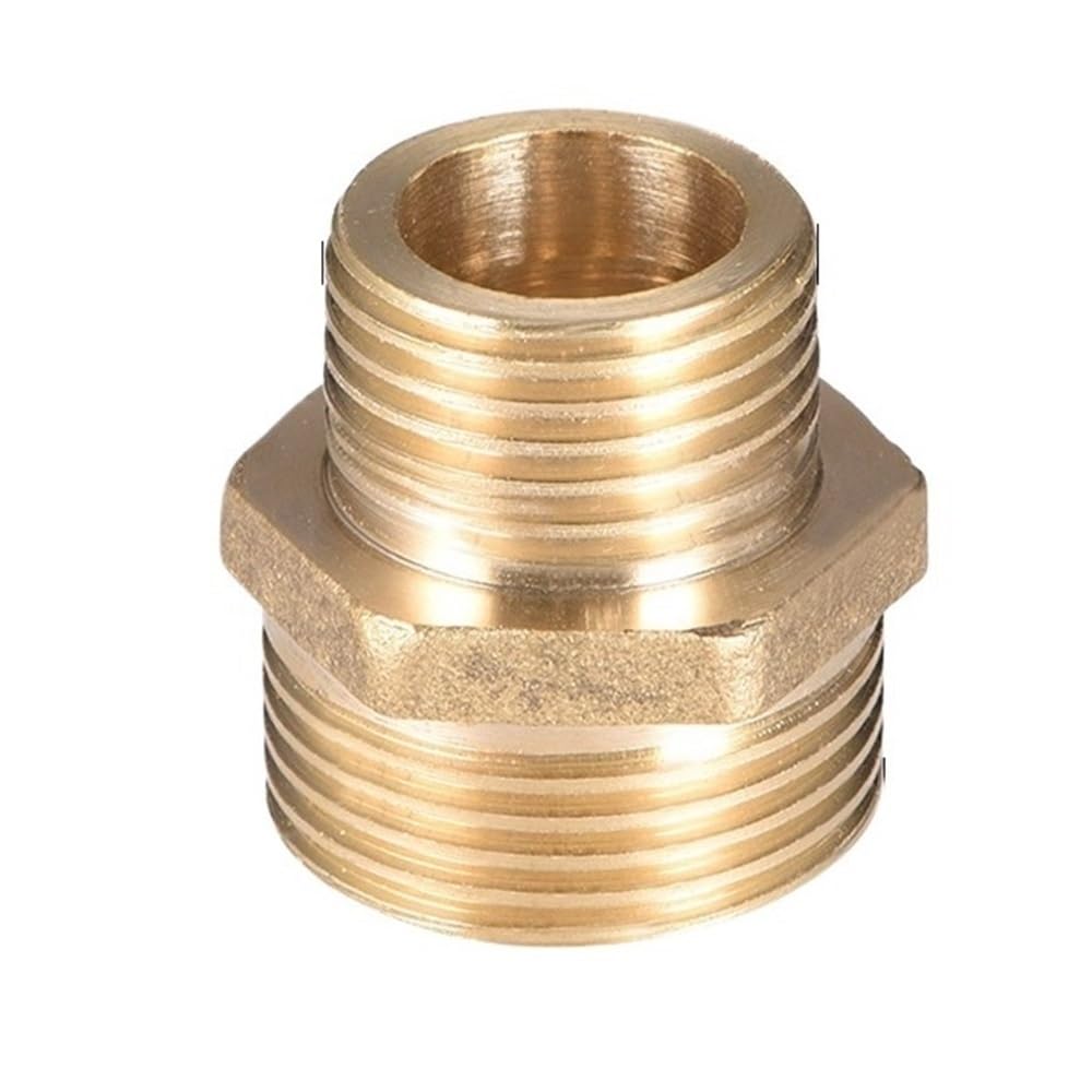 Brass Pipe Hex Fitting Adapter - Quick-Connect Nipple Connector for Plumbing(1/2x3/4in)