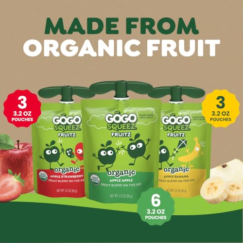 GoGo squeeZ No Sugar Added Organic Applesauce Variety Pack, 12 Count - image 2