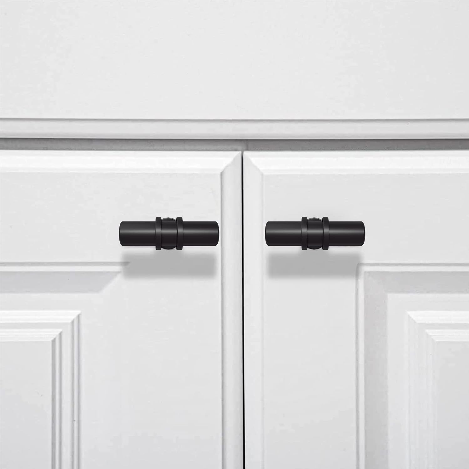LEIFENY 10 Pack Matte Black Cabinet Pulls T Bar, Single Hole Knobs for Kitchen Bathroom Cupboard, Pull Handles for Dresser Drawer