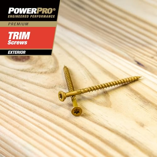 Image of Power Pro Exterior Trim Screws, #8 x 2-1 /2in, 2500 Pieces, Bronze | Epoxy finished carbon steel, Star /torx drive with T25 star bit, For exterior trim, decking, and treated lumber