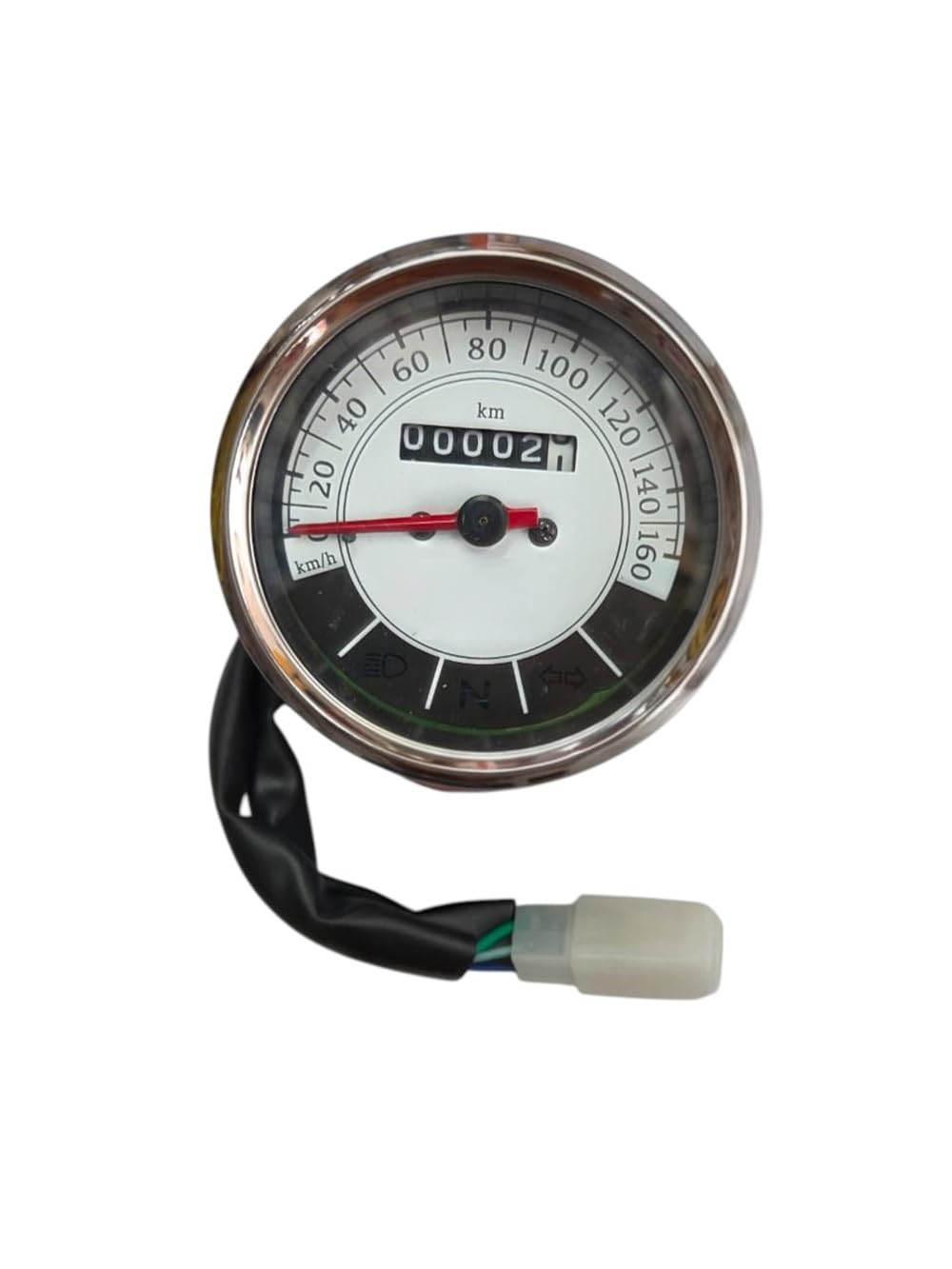 OHITO Motorcycle Speedometer Tachometer Crystal Instrument Gauge Odometer with Fuel Meter Indicator compatible with Bullet Classic 350cc and 500cc Motorcycles White Dial(0-160 km/h)-image-39
