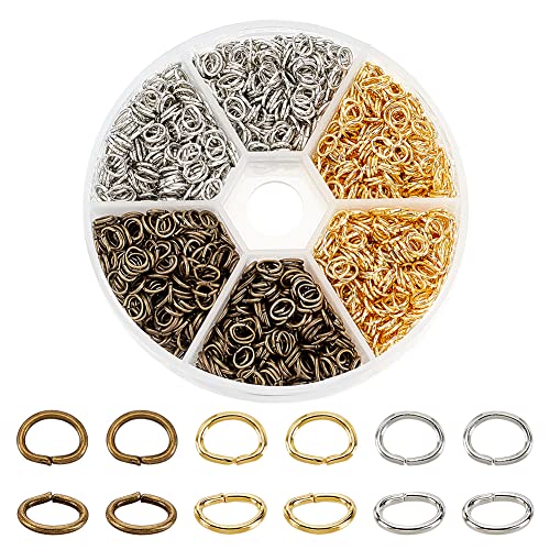 PH PandaHall About 2550 Pcs Iron Oval Open Jump Rings Chainmail Link 5.5x4mm Wire 21-Gauge for Jewelry Findings 3 Colors