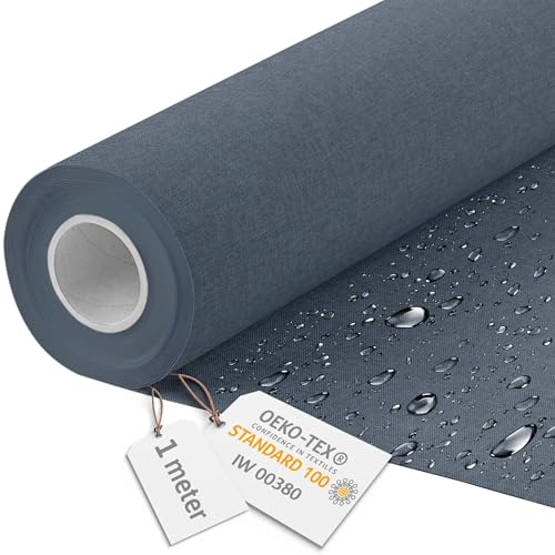 DreamRoots Tela Impermeable por metros Imitación Lino 600D, 220g/m², 160 cm de Ancho, toldo exterior para Tapicería y Toldos Ocean Isle 1M