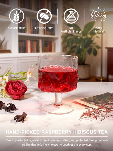 Image of TeeLux Raspberry Hibiscus Tea Bags, Tart & Sweet Notes, Caffeine Free 100ct | Tart Hibiscus Blend with Sweet Licorice, Lemongrass, Rosehips & Natural Raspberry Flavor, Juicy Berry Notes, Hot or Iced