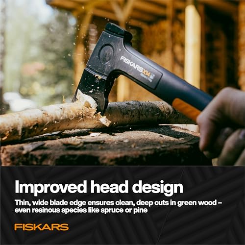 Image of Fiskars X14 Universal Hatchet 14 inch, Forged Steel Blade for Limbing & Chopping Kindling, Ergonomic Curved FiberComp Handle & Low-Friction Coating for Clean Cuts in Fresh Resinous Wood