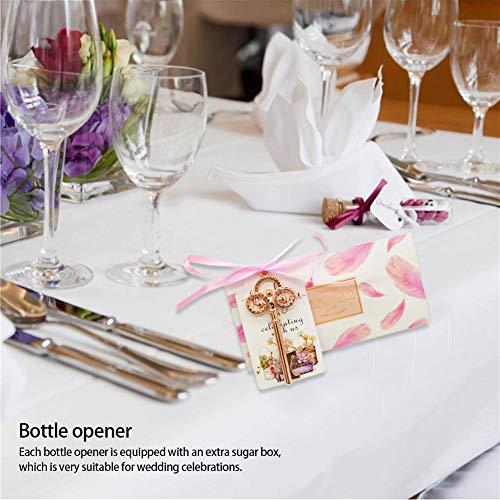 50 Stks Sleutelhanger Flesopener, Vintage Zinklegering Bieropener met Hangtags/Suikerdozen/Roze Touwen voor Bruiloft… - Afbeelding 6
