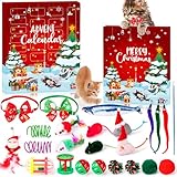 Cat Toy Advent Calendar 2025, 24 Days Christmas Countdown Interactive Cat Toys Set for Catnip Toys, Feather Teaser Wand, Ball Bells Countdown Calendar, Holiday Gift Toys for Cat Lovers, Women & Men
