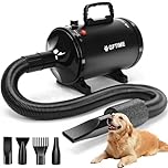 GFTIME Pet Dryer, 5.2HP/3800W High Velocity Blow Dryer with 4 Nozzles, Adjustable Speed & Temperature for Pet Grooming, Fast & Quiet Dog Hair Dryer for Home Use