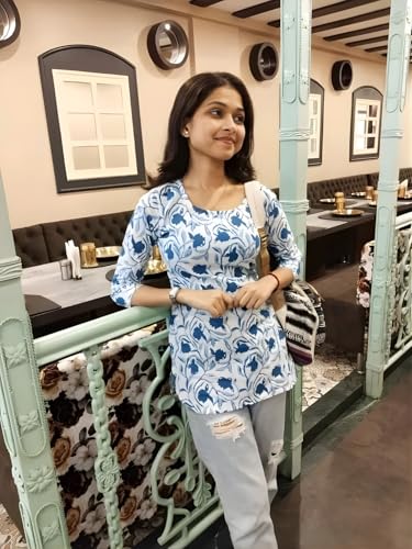 Image of Women's Short Kurti in TopsTunic Rayon Cotton Blend | Ladies Ethnic Tunic