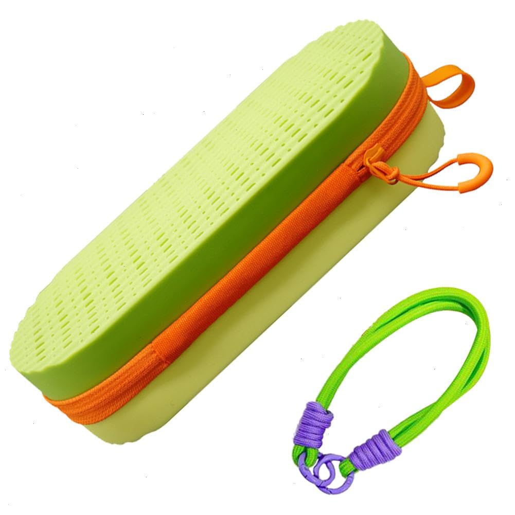 Estuche para gafas de natación, estuche de silicona para gafas de natación, estuche portátil para gafas de arena con cuerda para colgar, caja de protección para gafas de natación con orificio de