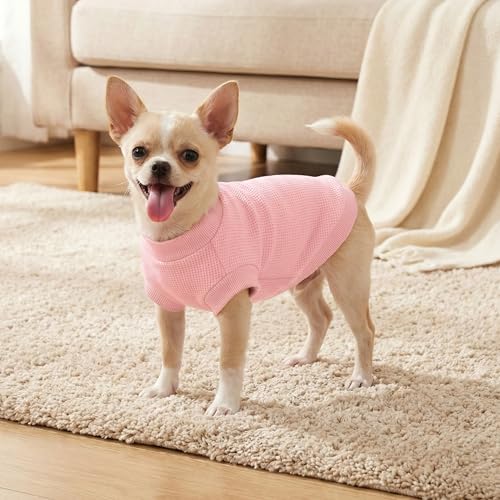 Image of 3 Pack Dog Shirt for Small Supplies Functional Waffle Dog Clothes Warm Soft Sweatshirt Outfit for Dogs Cats Pet Apparel