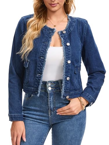 Veste en jean courte boutonnée sur le devant pour le quotidien