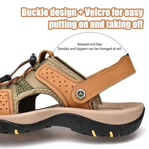 Hiking Sandals for Men Waterproof Closed Toe Water Sandals Athletic Outdoor Sandals Adjustable Summer Sandals for Beach Sport Fishing Walking3