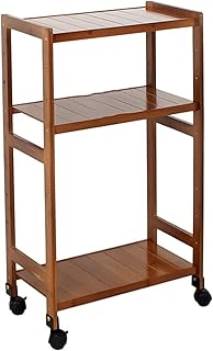 Computer Tower Stand BAMBOO CPU Stojak Dwuwarunek Regulowany Uchwyt CPU Koszyk Mobilny Desktop Tower PC Host Floor Stojak z blokującymi kołami Caster, Brown Desktop CPU Holder Cart (Color : B)