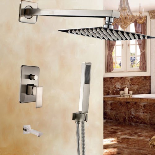 galvanoplástica Retro Grifo baño 10 pulgadas Lluvia Ducha Set Doble picaporte Licuadora Whirlpool verkleidung decorada con mano Held Spray pared ducha sistema escribir