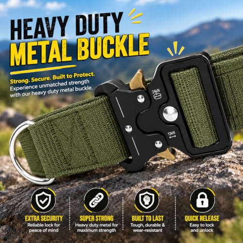 Image of Tactical Dog Collar and Leash Set, Olive Green