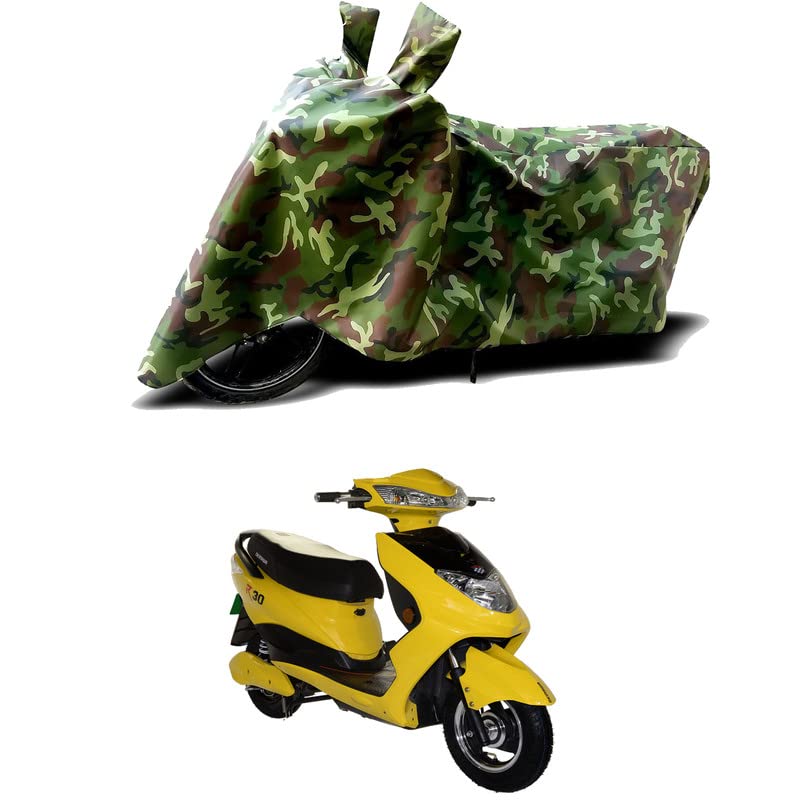 Image of 100% Water Resistant Full Bike Scooty Two Wheeler Body Cover Compatible for Okinawa R30 STD /UV-Rays /Heat Protection /Birds Dropping /Scratchproof /Dust Proof /Waterproof /All Varients[Green MJ]