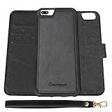 Doormoon Wallet Case Compatible iPhone 7 Plus, iPhone 8 Plus, PU Leather Detachable 2 in 1 Flip Cover Kicktstand Credit Card Slot Magnetic Closure (5.5 inch) Black