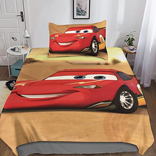 Rayo Mcqueen Juego De Funda De Edredón, Funda De Edredón con Impresión 3D,Juego De Ropa De Cama con Fundas De Almohada, 2 Piezas Single(135x200cm)