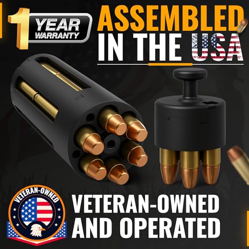 RevIndustries 38 Special Speed Loader - 357 Magnum SpeedLoader for 6-Cylinder Revolvers - High Capacity 2-in-1 Reload Tool (18-Round Triple Stack or 6-Round) - Patented Push-Button