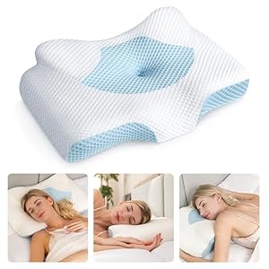 Osteo Cervical Pillow for Neck Pain Relief, Hollow Design Odorless Memory Foam Pillows with Cooling Case, Adjustable Orthopedic Bed Pillow for Sleeping, Support for Side Back Sleepers