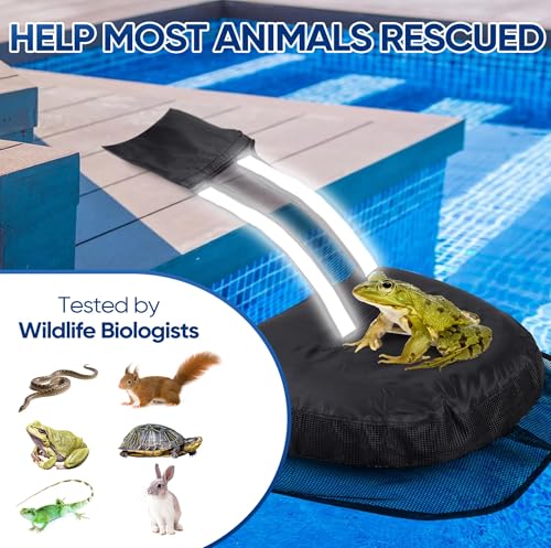 Image of LCHUANG Pro Frog Animal Life Saver Saving Escape Ramp Bridge Ladder for Swimming Pool Floating Small Wildlife Critter Duck Duckling Lily Pads Rescue Float Log Creature Pool Maintenance (Black-2Pack)