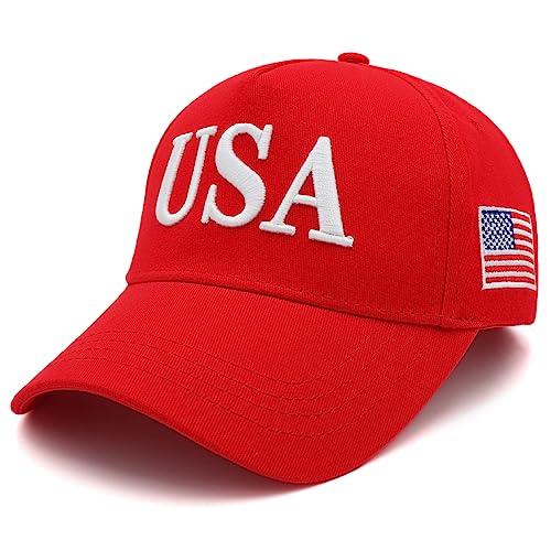 Aeonda Trump 2024 MAGA Hat Make America Great Again Donald Trump Slogan with USA Flag Cap, Red Usa Hat, M/One size