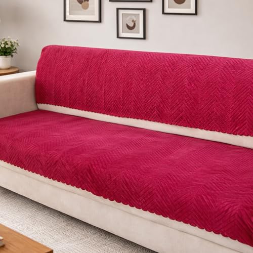 Image of Homerz Premium Velvet Sofa Cover Panel | Soft & Velvety Fabric | Rich Vibrant Colours | Sofa Protector for Living Room (Maroon, 3 Seater, Seat Cover with Backrest)