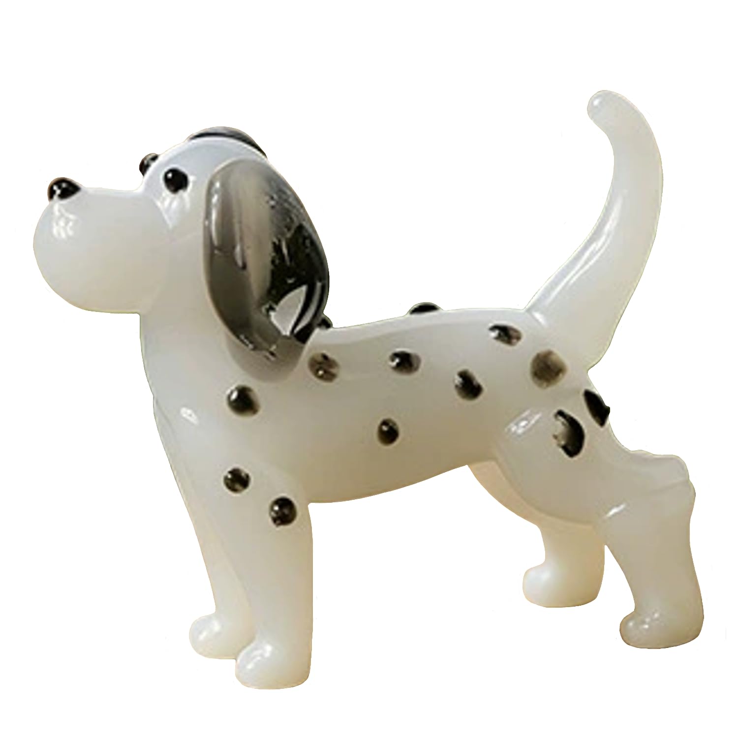 ZDHC Cute Dalmatian Dog Figurine Art Hand Blown Glass Puppy Sculpture Collectible Animal Crystal Ornaments for Centerpiece Home Office Display Decor Craft
