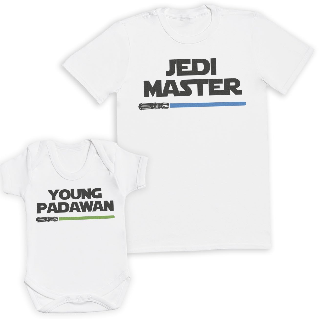 Jedi Master & Young Padawan - Matching Set - Create Your Own Personalised Set - (Sold Separately) White