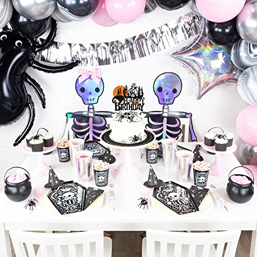 1 Pcs Halloween Happy Birthday Cake Topper Glitter Jack And Sally Pumpkin Bat Castle Ghost Halloween Cake Pick For Halloween Theme Baby Shower Kids Birthday Party Cake Decorations Supplies #TOP5