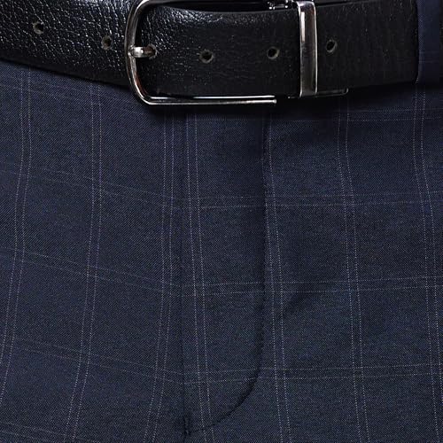 Image of Park Avenue Smart Fit Polyester Blend Checks Pattern Flat Front Formal Trouser