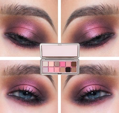Pink Eyeshadow Palettes Silver Smoky, Black Gray Shimmer Eye Shadow Blush Palette, Cool Make-Up Gifts for Women Glitter Make up Set, Festival Eyeshadows 12 Colour, Long Lasting Highly Pigmented - Image 8
