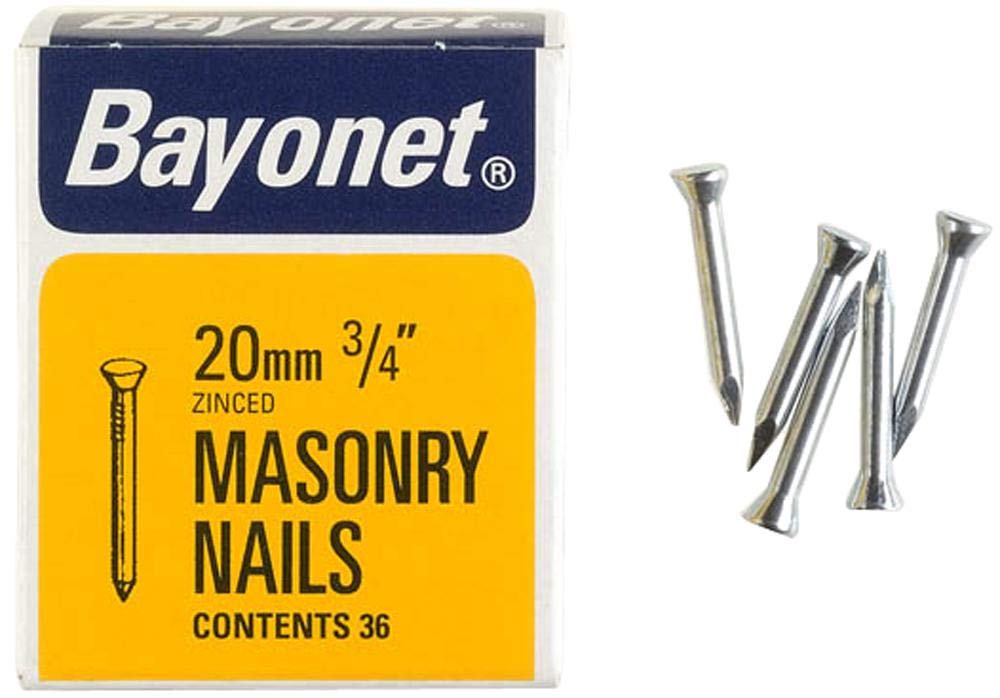 Hq Tec Masonry Nails Zinc Plated, 20Mm (Pk36), External Length 20Mm, Nail Material Steel, Nail Type Masonry, Product Range Challenge - Masonry Nails, Box Quantity 36, Fasteners & Hardware