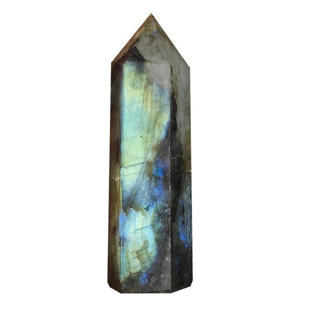 CTRLZS Moonstone Crystal Column Natural Labradorite Quartz Obelisk Crystal Column Wand Point Healing Stone Home Decor 7-8cm
