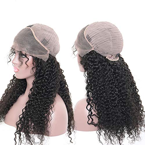 200% Density Raw Natural Curly Cambodian Virgin Human Hair Lace Front Glueless Wigs with Bleached Knots Baby Hair Natural Hairline (20inch130% density)