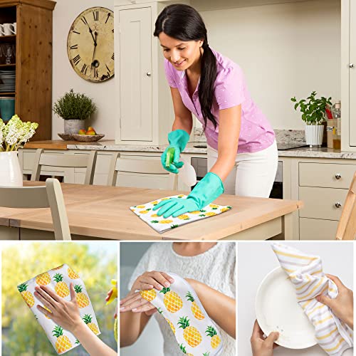 R Horse 5Pcs Pineapple Kitchen Dish Towel Set Absorbent Drying Cloth Dish Tea Towels Reusable Hand Towels Fingertip Bar Hand Dishcloths Holiday Spring Summer Decor For Bathroom Kitchen Home Supplies thumb #4