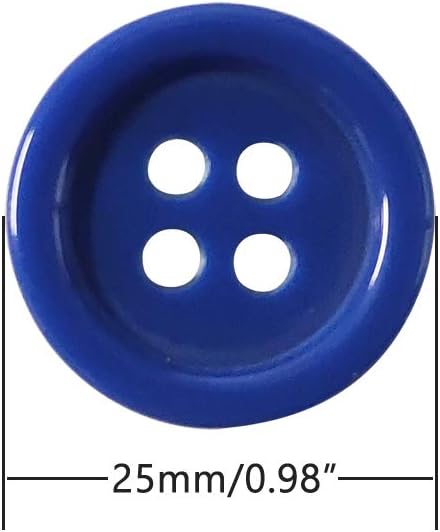 100 Pcs 1 inch (25mm) Sewing Resin Buttons Round Shape 4 Holes Craft Buttons for Sewing Scrapbooking and DIY Craft Multicolored,10 Colors, Each Color 10 Pcs