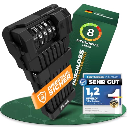 MIVELO Fahrradschloss Faltschloss hohe Sicherheit 85cm lang I Fahrrad...