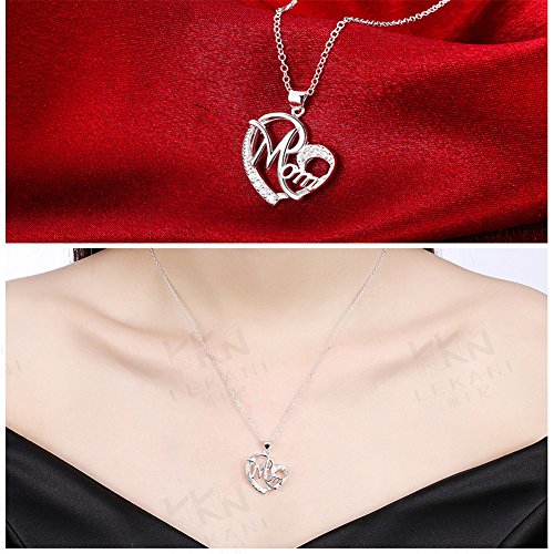 ShiQiao Spl Gifts for Mom Mother Necklace Pendant Sterling Silver for Women Love Heart Mom Birthday Gifts3