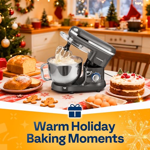 Image of VIVOHOME Stand Mixer, 6-Quart Tilt-Head Kitchen Mixer with Bowl, Gray