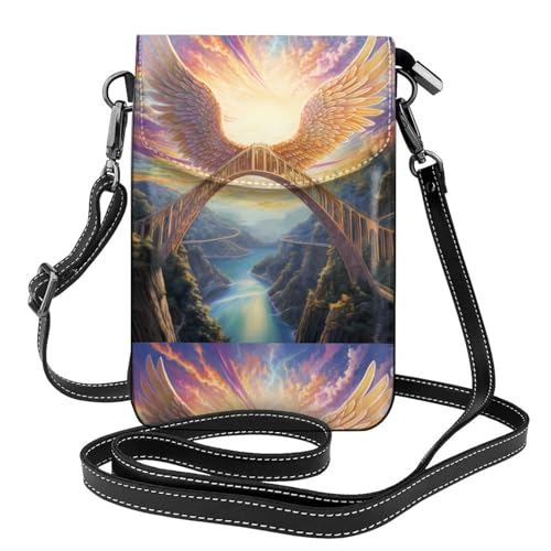 Pochette téléphone portable pour la marche et le camping étui cuir femme motif ailes