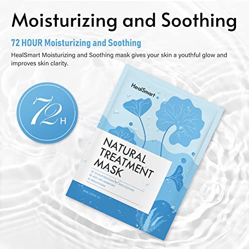 Healsmart 5 Pack Facial Mask 72 Hour Moisturizing And Soothing Face Mask Sheet Improve Skin Clarity And Radiance, For All Skin Types, High Capacity, Made In Korea #TOP3
