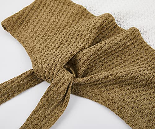 Girls Waffle Colorblock Tie Top Long Sleeve Casua T Shirt Knit Tunic4