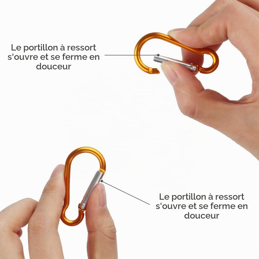 Dadabig 80 Pcs Mousqueton Porte Clé, Mousqueton en Acier Mousqueton De Sécurité Mousquetons De Verrouillage pour La Maison, Le Camping-Car, La Pêche, La Randonnée, Les Voyages