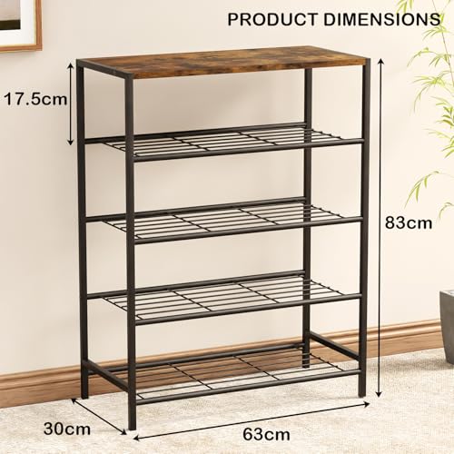 Image of Lukzer 4 Layer Multipurpose Shoe Rack Space Saving Open Storage Shelf for Daily Footwear, Books & Indoor Plants | Compact Freestanding Shoe Stand for Entryway, Balcony & Bedrooms - Black