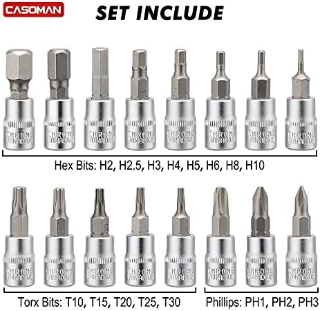 CASOMAN 1/4-Inch Drive Click Torque Wrench Set, Dual-Direction Adjustable, 72-Tooth Torque Wrench with Buckle (20-200IN.LB/ 2.26-22.6Nm),Bicycle Torque Wrench Set