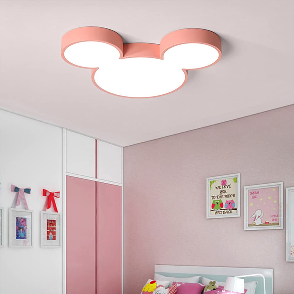Cartoon Mouse Dimmerabile Plafoniera a LED Lampada da soffitto in Acrilico Dimming Illuminazione Decorativa Ferro da Incasso Lampada da soffitto Camera dei Bambini Studio della (Rosa)