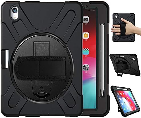 Azzsy iPad Pro 11 Case 2018 with Pencil Holder [Support Apple Pencil Charging], [360 Degree Swivel Stand/Hand Strap] Slim Heavy Duty Shockproof Rugged High Impact Full Body Protective Case (Green)